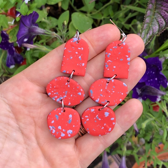 Handmade polymer clay earrings by Lines and Shapes Jewelry Shop (me!) - Picture 2 of 3